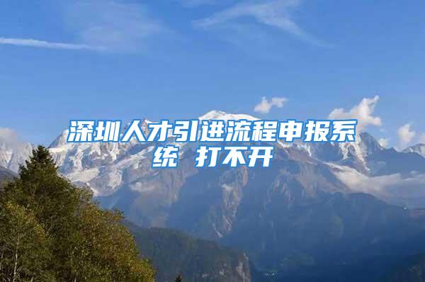 深圳人才引进流程申报系统 打不开