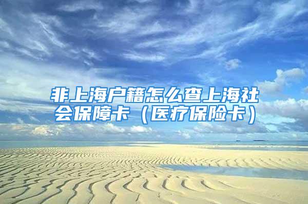 非上海户籍怎么查上海社会保障卡（医疗保险卡）