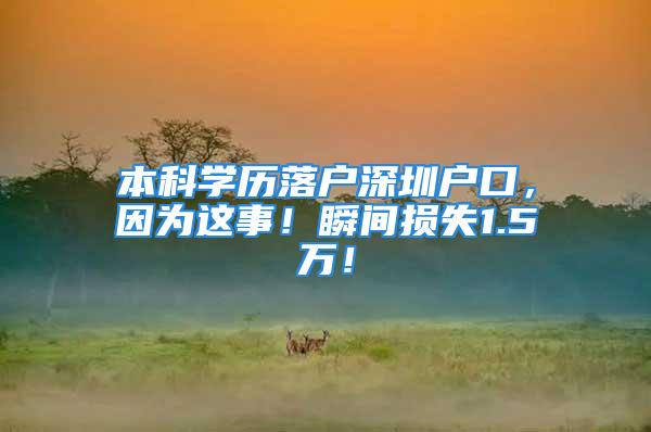 本科学历落户深圳户口，因为这事！瞬间损失1.5万！