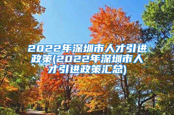 2022年深圳市人才引进政策(2022年深圳市人才引进政策汇总)