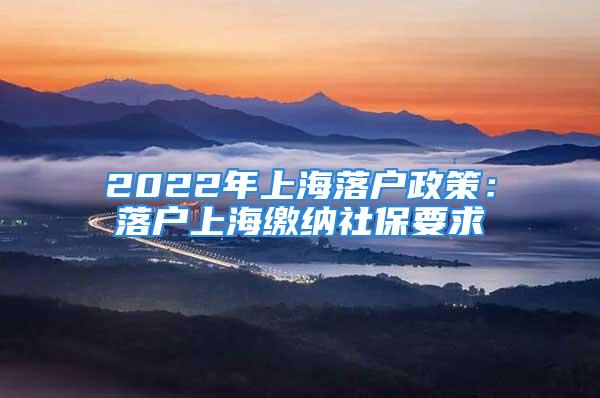 2022年上海落户政策：落户上海缴纳社保要求