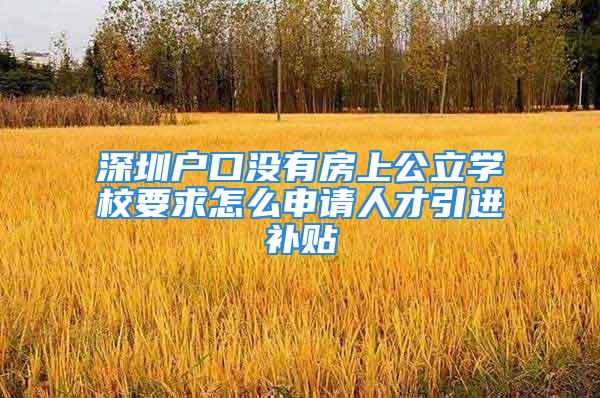 深圳户口没有房上公立学校要求怎么申请人才引进补贴