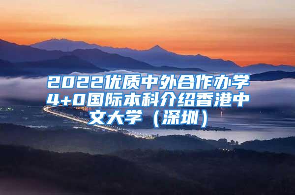 2022优质中外合作办学4+0国际本科介绍香港中文大学（深圳）