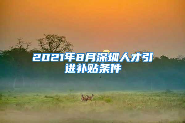 2021年8月深圳人才引进补贴条件