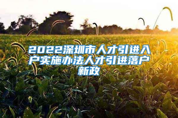 2022深圳市人才引进入户实施办法人才引进落户新政