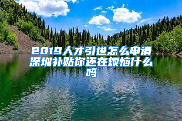 2019人才引进怎么申请深圳补贴你还在烦恼什么吗