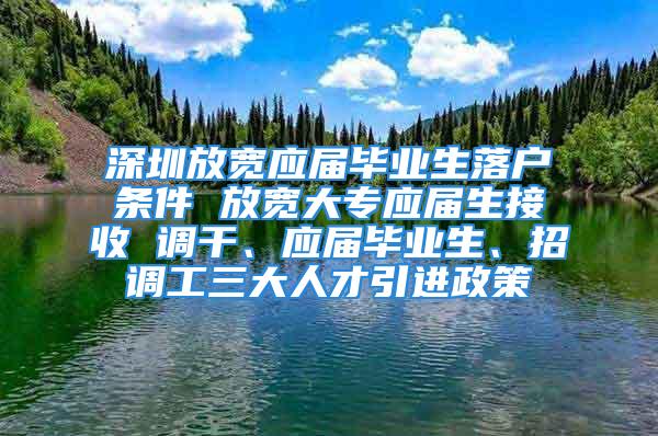 深圳放宽应届毕业生落户条件 放宽大专应届生接收 调干、应届毕业生、招调工三大人才引进政策