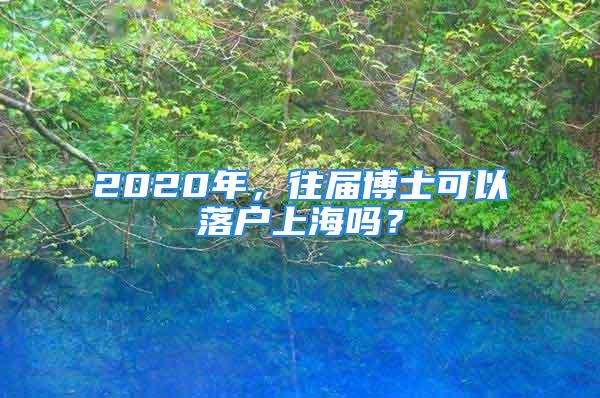 2020年，往届博士可以落户上海吗？