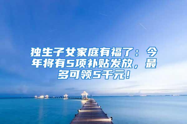 独生子女家庭有福了：今年将有5项补贴发放，最多可领5千元！