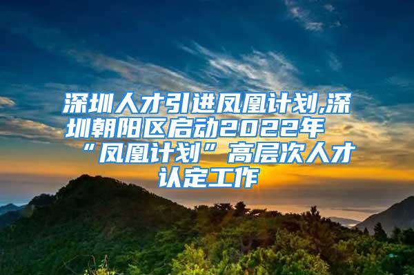 深圳人才引进凤凰计划,深圳朝阳区启动2022年“凤凰计划”高层次人才认定工作