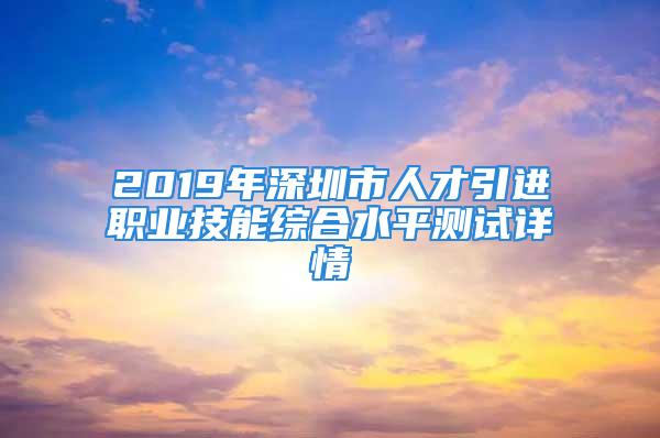 2019年深圳市人才引进职业技能综合水平测试详情