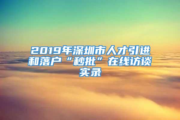 2019年深圳市人才引进和落户“秒批”在线访谈实录