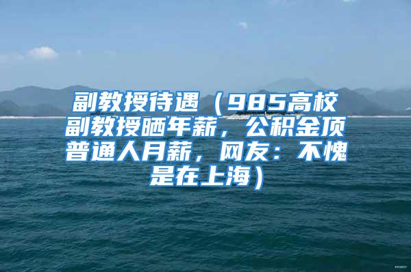 副教授待遇（985高校副教授晒年薪，公积金顶普通人月薪，网友：不愧是在上海）