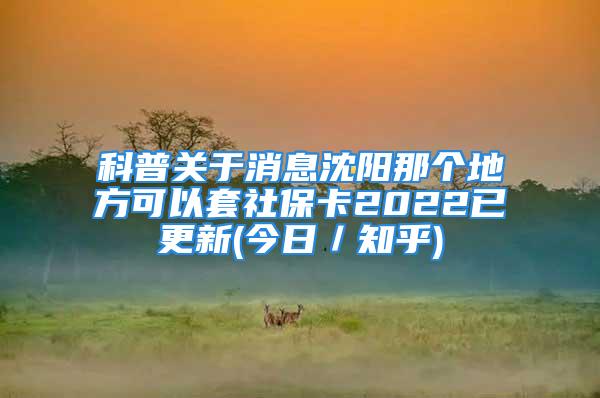 科普关于消息沈阳那个地方可以套社保卡2022已更新(今日／知乎)