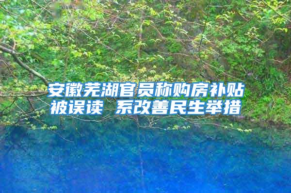 安徽芜湖官员称购房补贴被误读 系改善民生举措