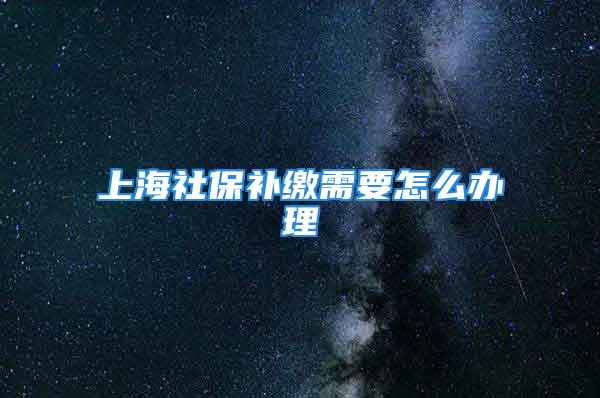 上海社保补缴需要怎么办理