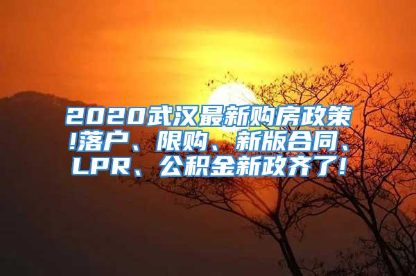 2020武汉最新购房政策!落户、限购、新版合同、LPR、公积金新政齐了!