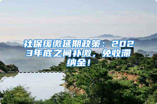 社保缓缴延期政策：2023年底之间补缴，免收滞纳金！