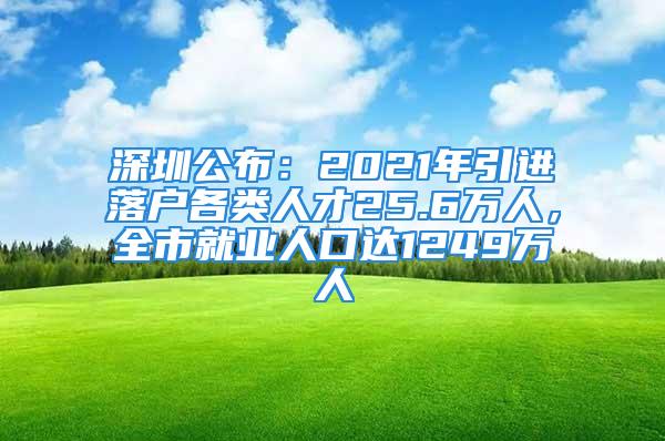 深圳公布：2021年引进落户各类人才25.6万人，全市就业人口达1249万人