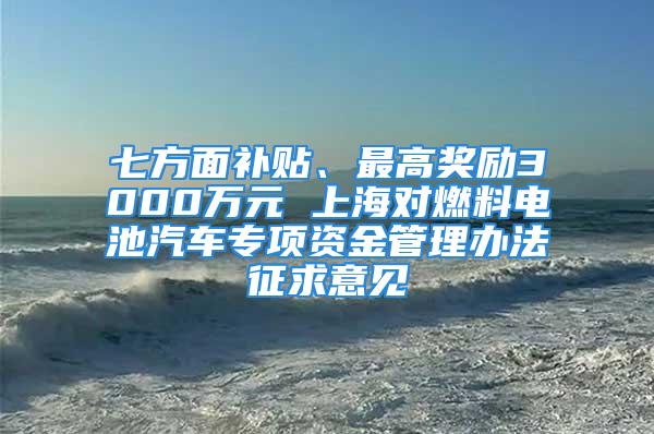 七方面补贴、最高奖励3000万元 上海对燃料电池汽车专项资金管理办法征求意见