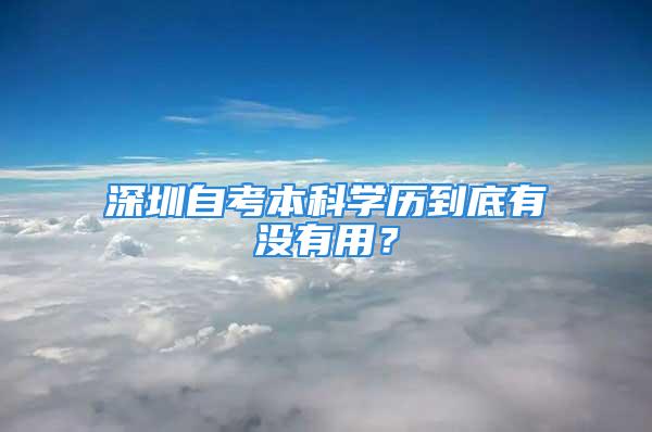 深圳自考本科学历到底有没有用？