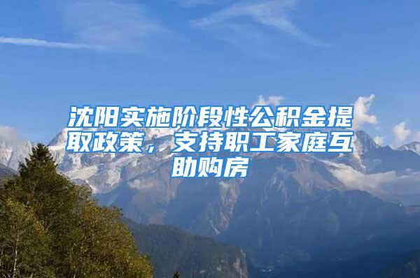 沈阳实施阶段性公积金提取政策，支持职工家庭互助购房