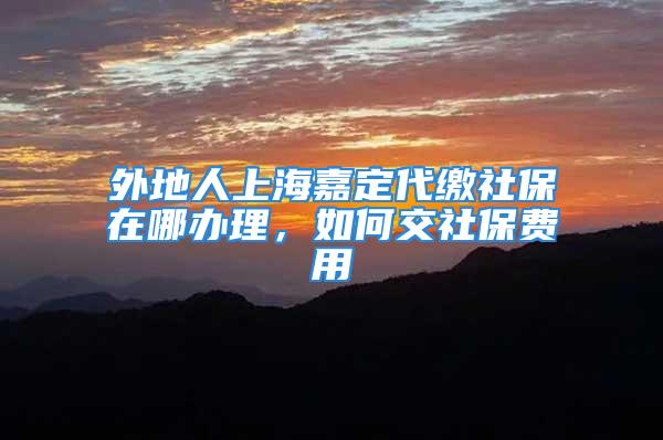 外地人上海嘉定代缴社保在哪办理，如何交社保费用