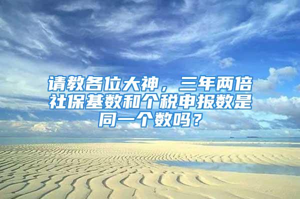 请教各位大神，三年两倍社保基数和个税申报数是同一个数吗？