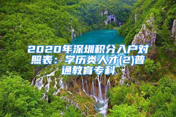 2020年深圳积分入户对照表：学历类人才(2)普通教育专科