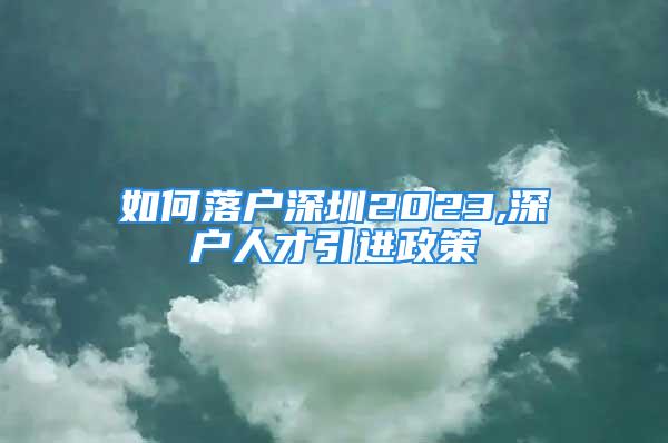 如何落户深圳2023,深户人才引进政策