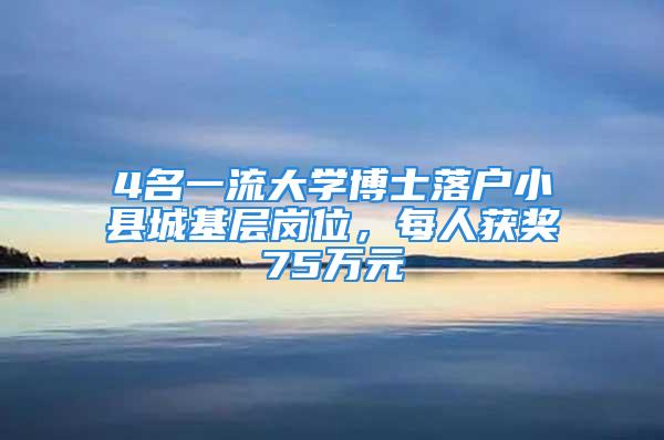 4名一流大学博士落户小县城基层岗位，每人获奖75万元