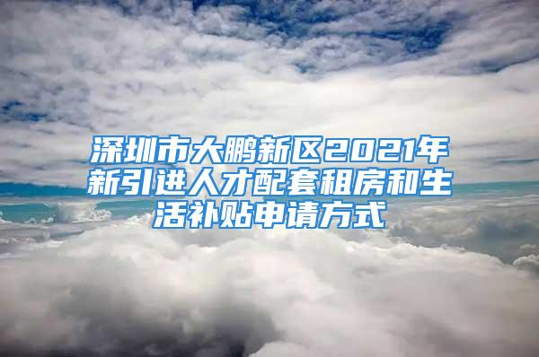 深圳市大鹏新区2021年新引进人才配套租房和生活补贴申请方式