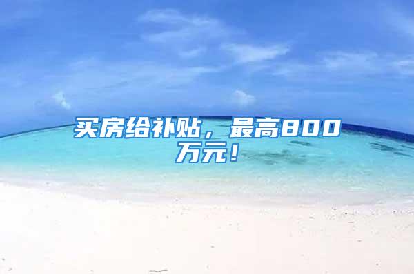 买房给补贴，最高800万元！