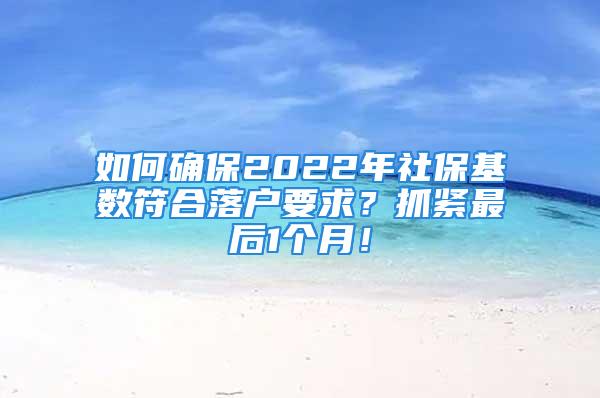 如何确保2022年社保基数符合落户要求？抓紧最后1个月！