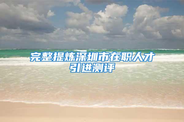 完整提炼深圳市在职人才引进测评