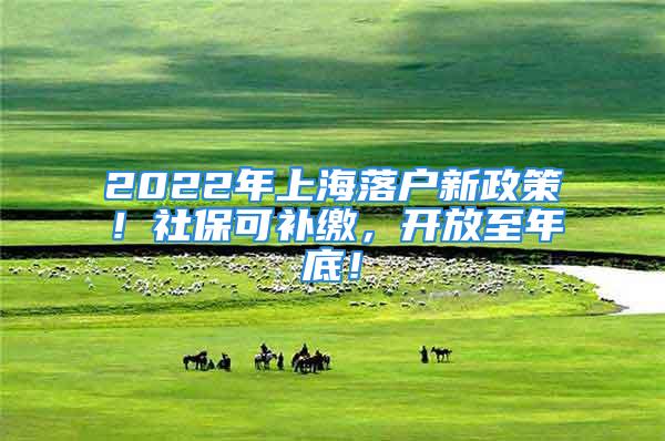 2022年上海落户新政策！社保可补缴，开放至年底！