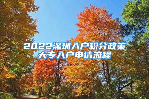 2022深圳入户积分政策大专入户申请流程