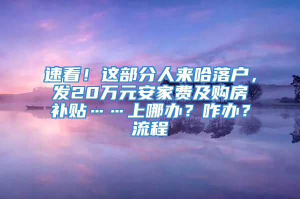 速看！这部分人来哈落户，发20万元安家费及购房补贴……上哪办？咋办？流程↘