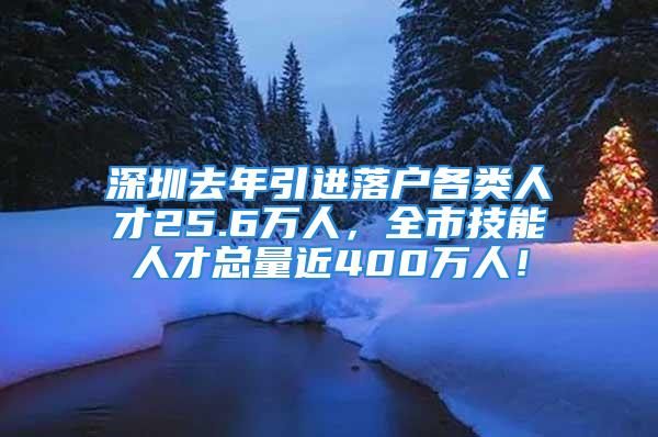 深圳去年引进落户各类人才25.6万人，全市技能人才总量近400万人！