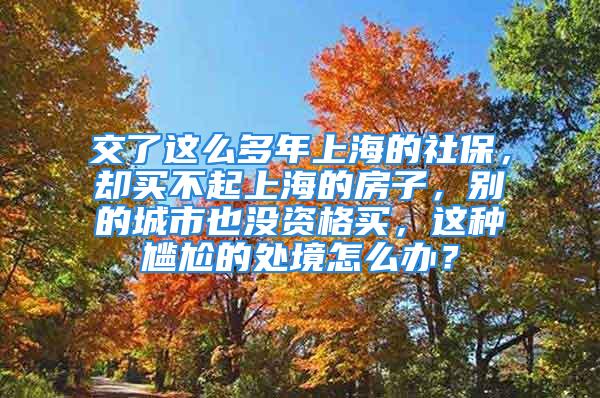 交了这么多年上海的社保，却买不起上海的房子，别的城市也没资格买，这种尴尬的处境怎么办？