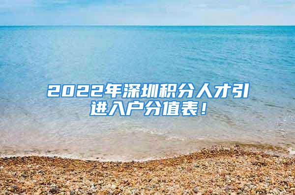 2022年深圳积分人才引进入户分值表！