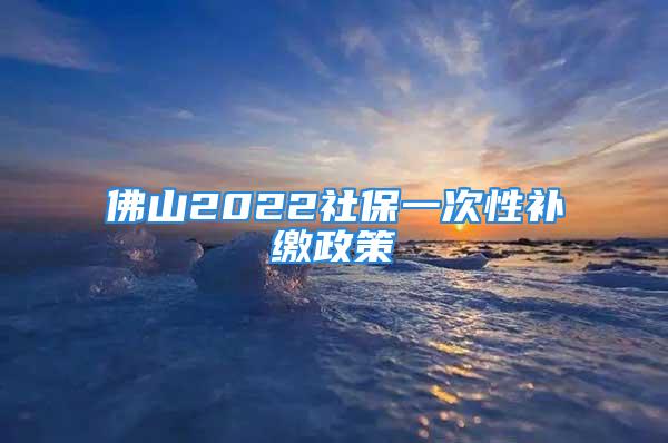 佛山2022社保一次性补缴政策