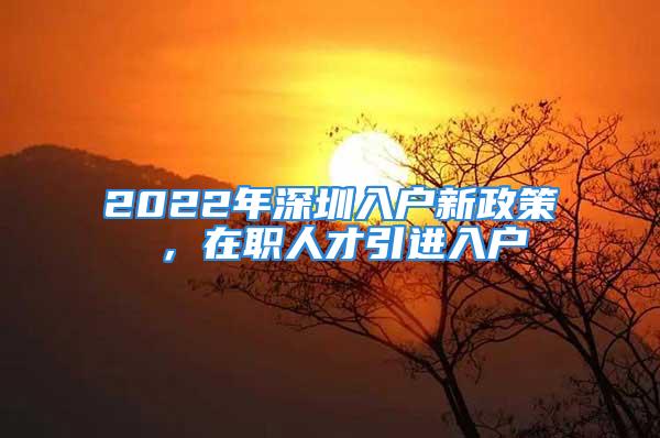 2022年深圳入户新政策 ，在职人才引进入户