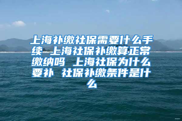 上海补缴社保需要什么手续 上海社保补缴算正常缴纳吗 上海社保为什么要补 社保补缴条件是什么