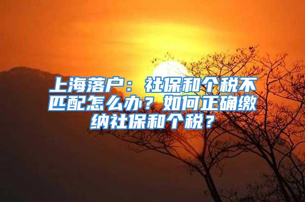 上海落户：社保和个税不匹配怎么办？如何正确缴纳社保和个税？