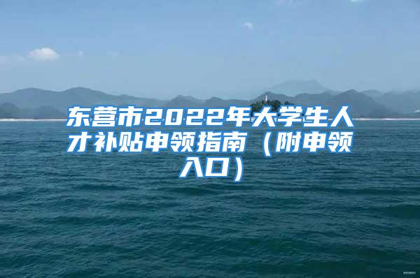 东营市2022年大学生人才补贴申领指南（附申领入口）