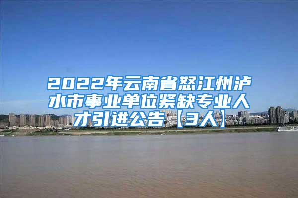 2022年云南省怒江州泸水市事业单位紧缺专业人才引进公告【3人】