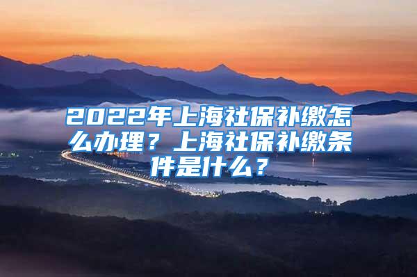 2022年上海社保补缴怎么办理？上海社保补缴条件是什么？