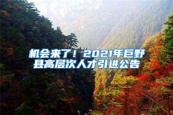 机会来了！2021年巨野县高层次人才引进公告