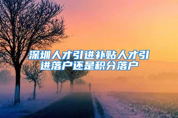 深圳人才引进补贴人才引进落户还是积分落户